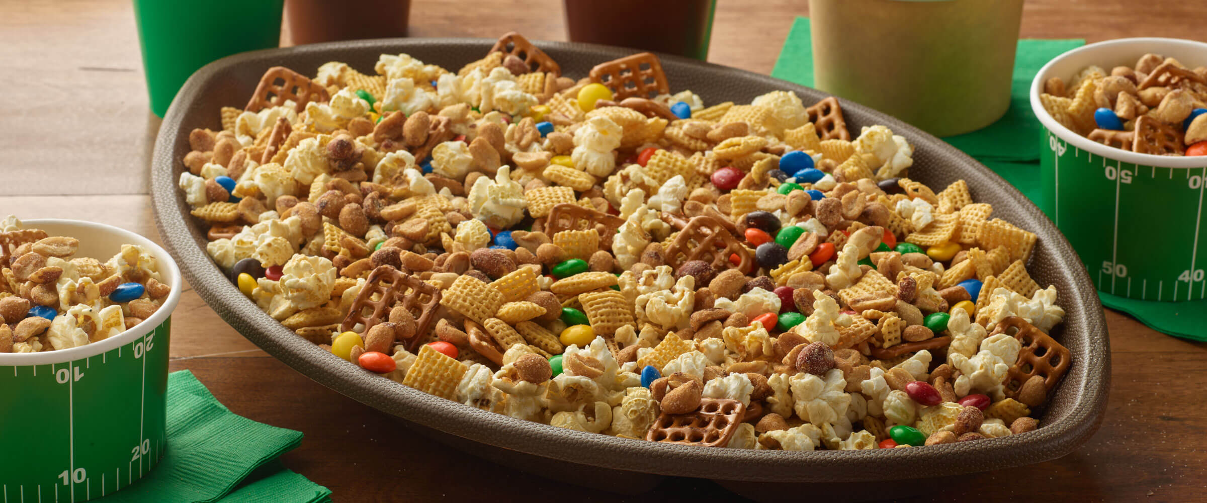 tailgate party mix in a bowl ready for the game