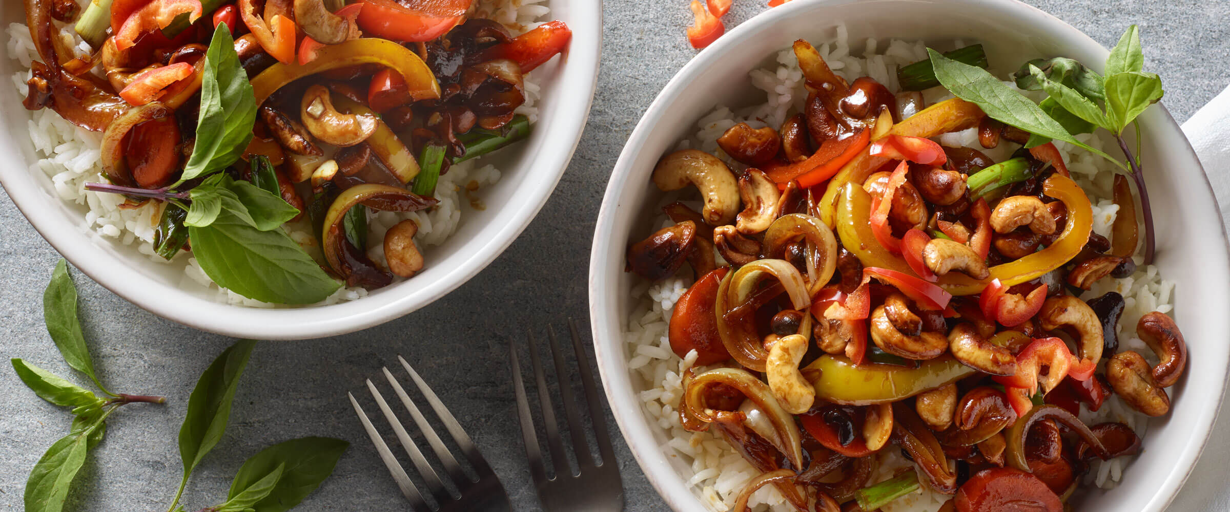 Vegetable stir fry with cashews