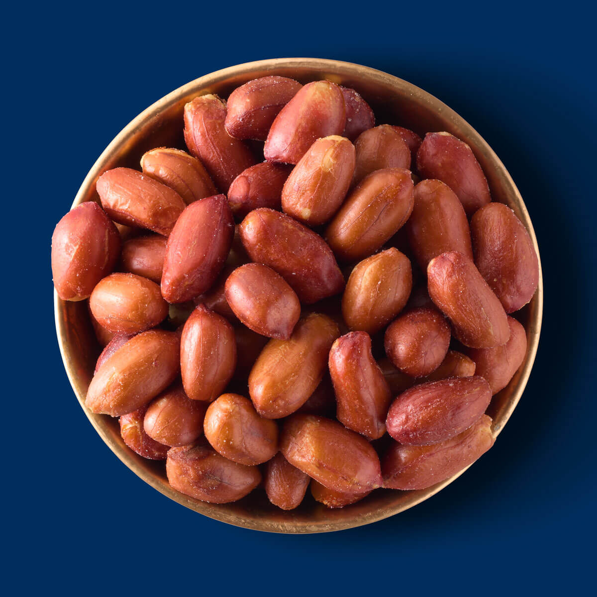 Overhead view of seasonal peanuts in a bowl
