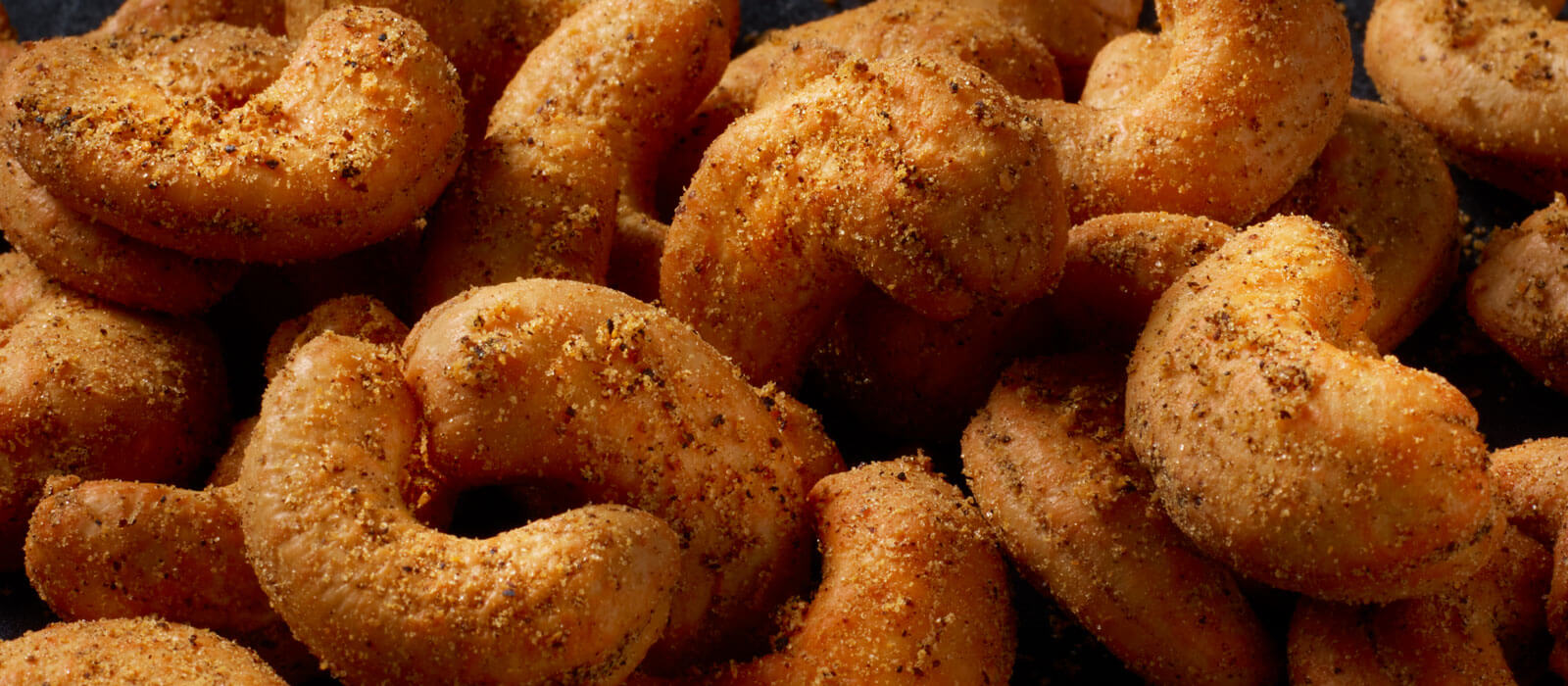 Close up of garlic chili crisp cashews