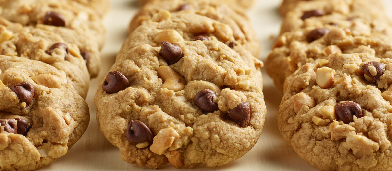 Cookes with lightly salted cashew halves and pieces