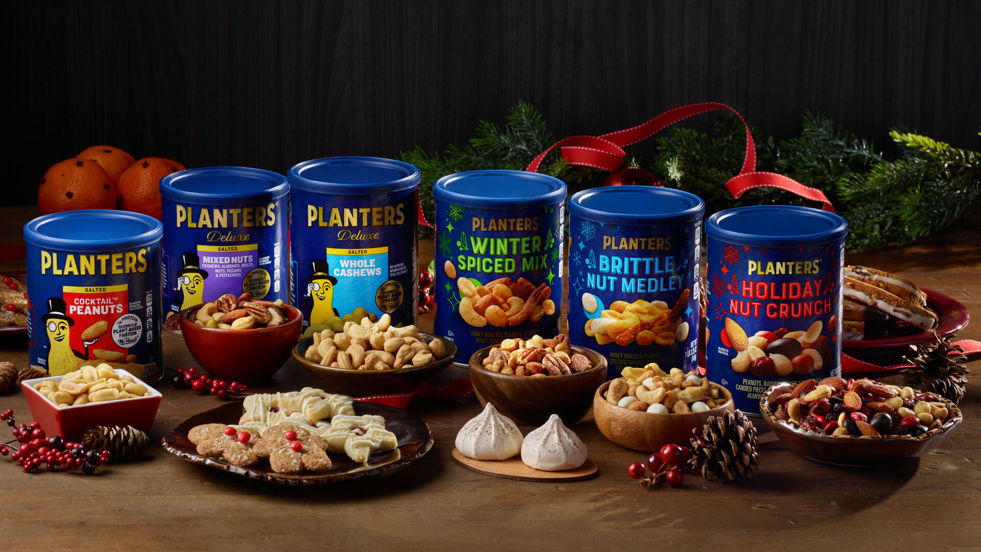 Planters Magical Nuts Holiday Experience promotional photo showing all the different flavors