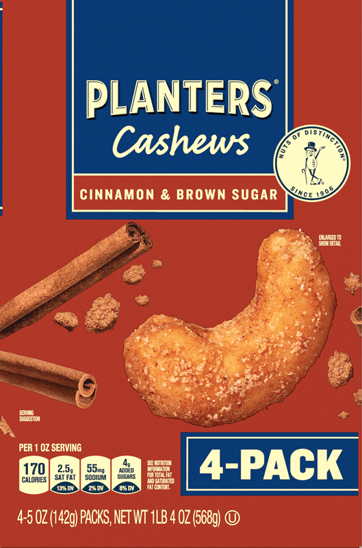 4 Pack of Planters Seasonal Cinnamon Brown Sugar Cashews