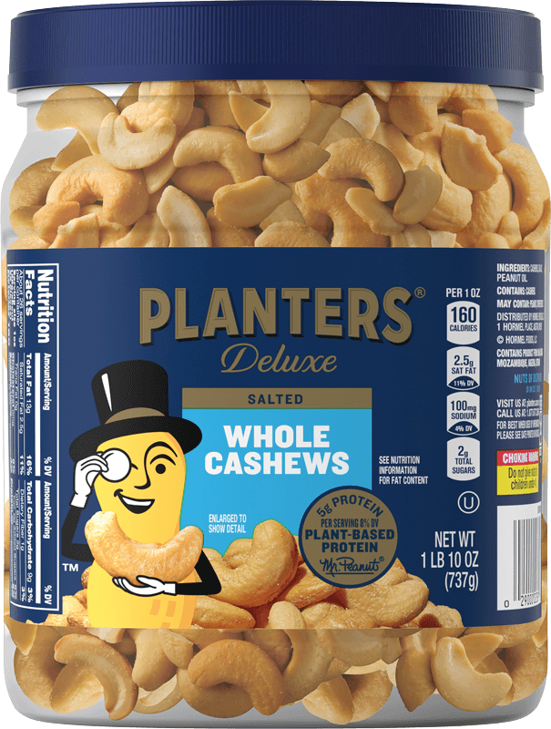 Container of Planter’s Deluxe Salted Cashews