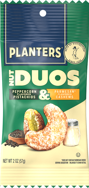 Nut DUOS Peppercorn Pistachios & Parmesan Flavored Cashews