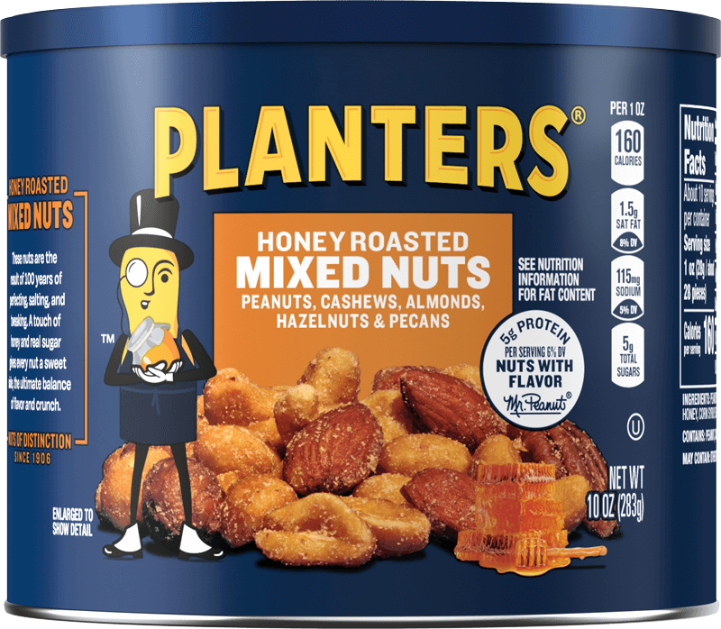 Container of Planters Honey Roasted Mixed Nuts