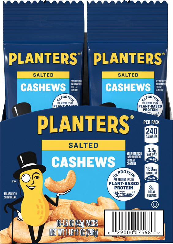 18 Pack of Planters Lightly Salted Cashews