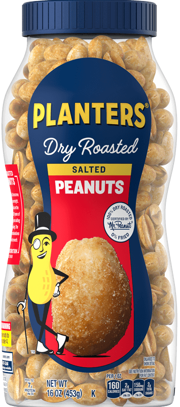Container of Planters Salted Dry Roasted Peanuts