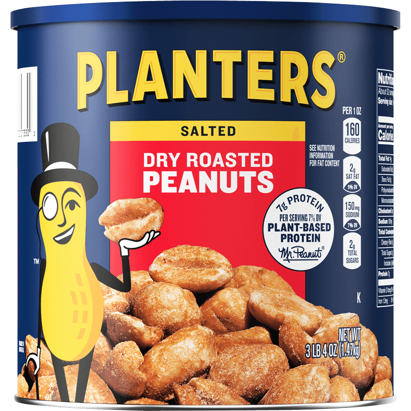 Container of Planters Salted Dry Roasted Peanuts