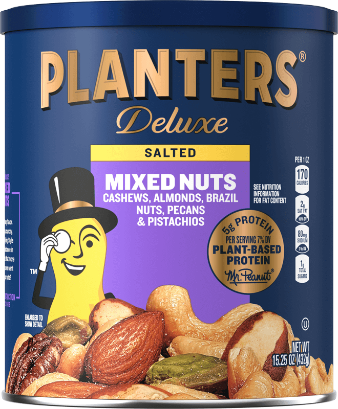 Container of Planters Deluxe Salted Mixed Nuts with Brazil Nuts