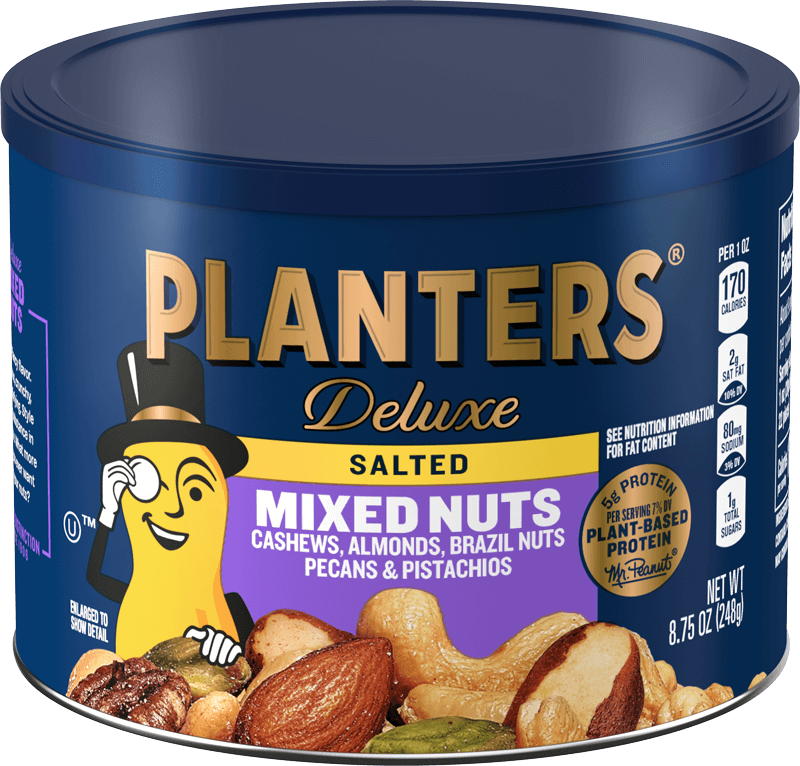 Container of Planters Deluxe Salted Mixed Nuts with Brazil Nuts