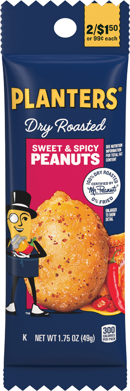 Travel pack of sweet and spicy peanuts